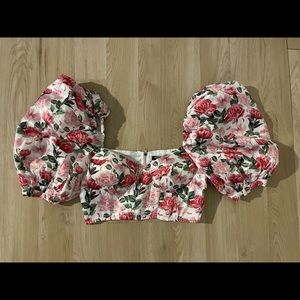 Nasty gal crop corset top with fluffy sleeves